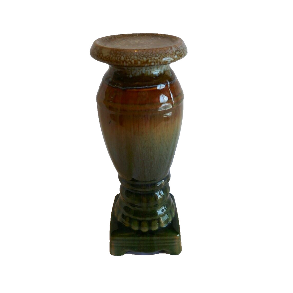 Ombre Pillar Candle Holder 10" Rich Dark Hues Columnar with Square Pedestal